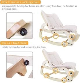 img 2 attached to 👶 Infant to Toddler Rocker: Adjustable Baby Bouncer Seat with Removable Cushion and Seat Belt, 3 in 1 Kids Recliner Chair - Wooden Rocking Chair for Boys and Girls. Perfect Gift for Kids! - Beige