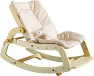 👶 infant to toddler rocker: adjustable baby bouncer seat with removable cushion and seat belt, 3 in 1 kids recliner chair - wooden rocking chair for boys and girls. perfect gift for kids! - beige logo