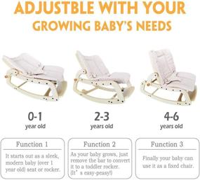 img 3 attached to 👶 Infant to Toddler Rocker: Adjustable Baby Bouncer Seat with Removable Cushion and Seat Belt, 3 in 1 Kids Recliner Chair - Wooden Rocking Chair for Boys and Girls. Perfect Gift for Kids! - Beige