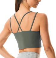 🔥 rocorose women's mesh strappy sports bra - soft, sexy, crisscross back, light support, wirefree, yoga bra with removable cups логотип