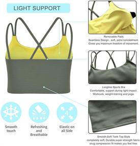 img 1 attached to 🔥 Rocorose Women's Mesh Strappy Sports Bra - Soft, Sexy, Crisscross Back, Light Support, Wirefree, Yoga Bra with Removable Cups