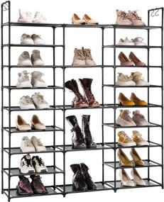 img 4 attached to 👠 YOUDENOVA 9 Tiers Shoe Rack Organizer: Vertical Standing Shoe Shelf for 50-55 Pairs, Black