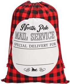 img 2 attached to 🎅 Xiaxiacole 2Pcs Santa Sacks Buffalo Plaid Bags for Kids: Large Canvas Christmas Gift Storage Bags 19.5" x 27.5" with Drawstring