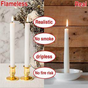 img 2 attached to 🕯️ Eywamage Real Wax Flameless Taper Candles: Battery-Operated LED Christmas Window Candles - Flickering Realistic 6 Pack White with Remote Timer