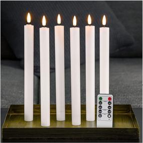 img 4 attached to 🕯️ Eywamage Real Wax Flameless Taper Candles: Battery-Operated LED Christmas Window Candles - Flickering Realistic 6 Pack White with Remote Timer