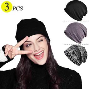 img 3 attached to 🧢 Inconly Chemo Caps for Women: Slouchy Beanies 3 Pack for Cancer Patients - Warm, Soft, and Stretchy Sleep Hats