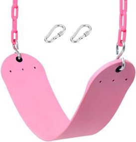 img 3 attached to 🎠 Premium 2-Pack Pink Swing Seats with Heavy Duty 66 Inches Chain - Playground Swing Set Accessories Replacement and Snap Hooks Included (Pink)