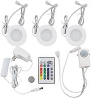 torchstar multicolor led under cabinet lighting kit with ul-listed power adapter, surface and recessed mount led puck lights, ir remote control - warm white (set of 3) logo