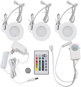 img 4 attached to Torchstar Multicolor LED Under Cabinet Lighting Kit with UL-Listed Power Adapter, Surface and Recessed Mount LED Puck Lights, IR Remote Control - Warm White (Set of 3)