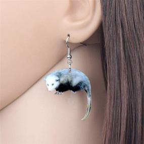 img 3 attached to 🦝 NEWEI Delightful Acrylic Possum Didelphid Earrings: Exquisite Dangle Drops for Women & Girls, Perfect Animal Jewelry & Charming Gift