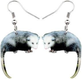 img 4 attached to 🦝 NEWEI Delightful Acrylic Possum Didelphid Earrings: Exquisite Dangle Drops for Women & Girls, Perfect Animal Jewelry & Charming Gift