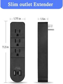 img 3 attached to 💡Черное удлинитель розетки с несколькими гнездами и 2 портами USB (всего 2.4A), делитель на 3 розетки переменного тока - идеальное решение для дома, школы, офиса и путешествий.