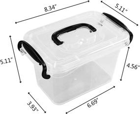 img 3 attached to 📦 Zerdyne 6-Pack Mini Latch Bins with Lids - Clear Plastic Storage Containers, 1.5 Liter Capacity