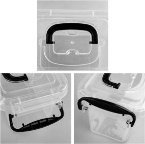 img 2 attached to 📦 Zerdyne 6-Pack Mini Latch Bins with Lids - Clear Plastic Storage Containers, 1.5 Liter Capacity