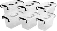 📦 zerdyne 6-pack mini latch bins with lids - clear plastic storage containers, 1.5 liter capacity logo