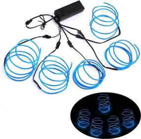 img 2 attached to 🔵 Vibrant Neon EL Wire - Shapeable, Blazing Fun! Super Bright LED Cable with AA Battery Inverter for Halloween Christmas Party DIY Decoration - 5 by 1 Meter (Blue)