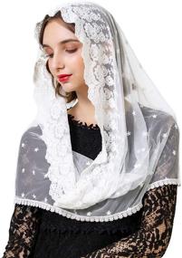 img 3 attached to 👰 Pamor Infinity Venise Lace Chapel Veil for Latin Mass: Mantilla with Floral Design - Church Head Covering