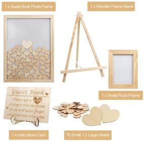 img 1 attached to Aytai Wooden Picture Frame Guest Book: Rustic Wedding Decorations with 80 Blank Hearts & Display Easel