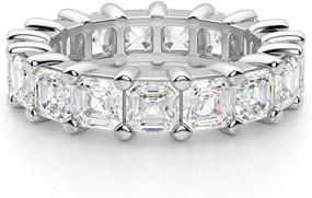 img 2 attached to Savlano 18K White Gold Plated CZ Square Princess Cut Eternity Ring Band for Women Men: 4x4MM Sparkling Brilliance