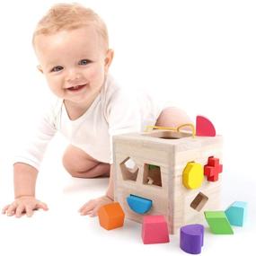 img 3 attached to 🧩 GEMEM Shape Sorter Toy - Wooden Building Blocks for Toddlers - Geometry Learning & Matching - Sorting Gifts - Didactic Classic Toys - Ages 2-3 Years Old