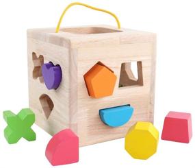 img 2 attached to 🧩 GEMEM Shape Sorter Toy - Wooden Building Blocks for Toddlers - Geometry Learning & Matching - Sorting Gifts - Didactic Classic Toys - Ages 2-3 Years Old