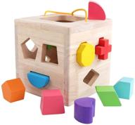 🧩 gemem shape sorter toy - wooden building blocks for toddlers - geometry learning & matching - sorting gifts - didactic classic toys - ages 2-3 years old logo