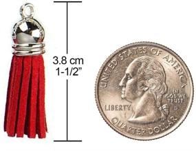 img 3 attached to 🔴 30pcs Red Leather Keychain Tassels with Silver White Caps for Jewelry Making and Crafts