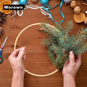 img 2 attached to 🌸 Set of 2 Durable 12 Inch Wooden Bamboo Floral Hoops: Ideal for Creating Wedding Wreath Decor and Wall Hanging Crafts