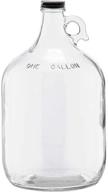 🍶 128oz glass fermenting jug with handle, black polyseal lid & cap - 1 gallon size logo
