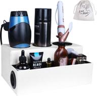 🧳 squarebox white hair tool organizer: organize & accessorize your styling tools with ease! | blow dryer, curling iron, flat iron holder | bathroom vanity countertop & travel bag gift included! логотип