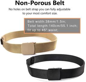 img 2 attached to 🔑 Nylon Tactical Men's Belt with Keychain Clip, GES 2-Pack Adjustable Canvas Belts - 1.5 Inch Hiking Belt