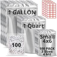 premount 100 mylar bags: ultimate food storage solution with oxygen absorbers 300cc - 1 gallon 👜 size, 4 mil thickness | resealable packaging bags for products & candy – smell proof, ziplock & sealable logo