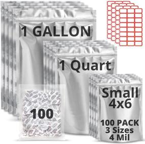 img 4 attached to Premount 100 Mylar Bags: Ultimate Food Storage Solution with Oxygen Absorbers 300cc - 1 Gallon 👜 Size, 4 Mil Thickness | Resealable Packaging Bags for Products & Candy – Smell Proof, Ziplock & Sealable