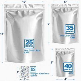 img 3 attached to Premount 100 Mylar Bags: Ultimate Food Storage Solution with Oxygen Absorbers 300cc - 1 Gallon 👜 Size, 4 Mil Thickness | Resealable Packaging Bags for Products & Candy – Smell Proof, Ziplock & Sealable