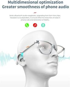 img 2 attached to Enhanced Smart Audio Glasses: Anti-Blue Light Lens, Open Ear Speaker with Bluetooth Connectivity, Perfect for Gaming, Meetings, Travel, and Driving