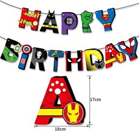 img 3 attached to 🎉 Superhero Happy Birthday Party Decorations: Banner & Balloons for Boys and Girls with Captain America, Spider-Man, and Iron-Man