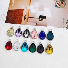 img 1 attached to 💎 60pcs Crystal Beads Pendants Charms: 12 Colors Teardrop Stone Findings for DIY Jewelry Making