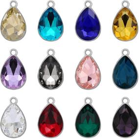 img 4 attached to 💎 60pcs Crystal Beads Pendants Charms: 12 Colors Teardrop Stone Findings for DIY Jewelry Making