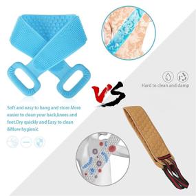 img 1 attached to 🔵 Cuuwe Silicone Exfoliating Body Scrubber with Hair Scalp Massager Brush - Updated 35.4" Length for Shower, Easy to Clean (Blue)