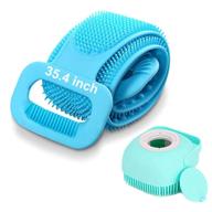 🔵 cuuwe silicone exfoliating body scrubber with hair scalp massager brush - updated 35.4" length for shower, easy to clean (blue) logo