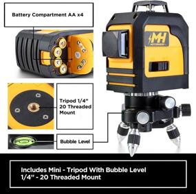 img 2 attached to 📏 MOTORHEAD 165-Ft Cross-Line Laser Level with 360-Degree Green Self-Leveling, Horizontal & Vertical Beams, IP54, Pulse Mode, Mini-Tripod, Batteries, Magnetic Target & Storage Bag