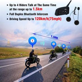 img 3 attached to 🎧 2 Pack EJEAS V4 Bluetooth Motorcycle Helmet Headset Intercom - Waterproof IP65, 4 Riders Talking Simultaneously, 1500m Talking Range, GPS Hands-Free, Stereo Music