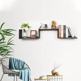 img 2 attached to Rustic Wood Corner Floating Shelves - Miratino Corner Wall Shelf Set of 3 Assorted Color (Black & Weathered Grey) for Bedroom, Living Room, Bathroom, Kitchen Decor