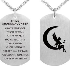 img 4 attached to To My Granddaughter: Dog Tag Pendant Necklace - A Sentimental Jewelry Keychain Gift