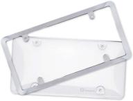 🚘 enhance your license plate with zone tech clear license plate cover frame shield combo - superior quality bubble shield and sleek chrome frame bracket logo