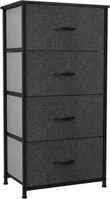 img 4 attached to YITAHOME 4-Drawer Storage Tower - Fabric Dresser Organizer for Bedroom, Living Room, Closets & Nursery - Durable Steel Frame with Easy Pull Fabric Bins & Wooden Top (Black/Grey)