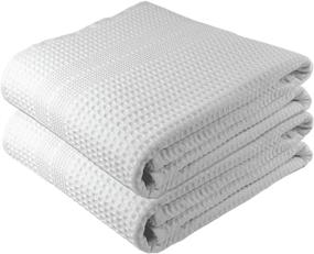 img 4 attached to 🛀 Premium Large 2 Pc Waffle Weave Bath Sheet 100% Natural Cotton – 40x80 Generous Size Lightweight Ultra Absorbent Quick Drying Fade Resistant (White): The Ultimate Essential Towel for Luxurious Bath Experience