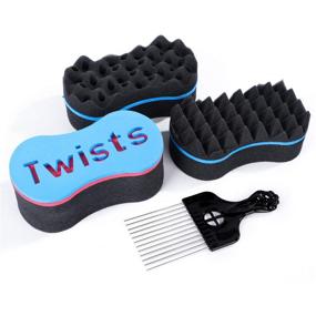 img 4 attached to 🌀 Ultimate 3Pcs Magic Twist Hair Sponges with Metal Hair Pick - Perfect for Women and Men with Natural Hair