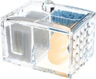 🧼 clear acrylic cotton pads holder with lid - bathroom and bedroom organizer for cotton balls and cotton swabs, 3 storage compartments - small size логотип