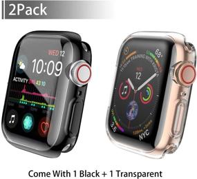 img 3 attached to Высококачественный чехол [2-шт.] Julk для Apple Watch Series 6 / SE/Series 5 / Series 4 с защитным стеклом на 40 мм - полная защита в ультратонком TPU-чехле (1 черный + 1 прозрачный)